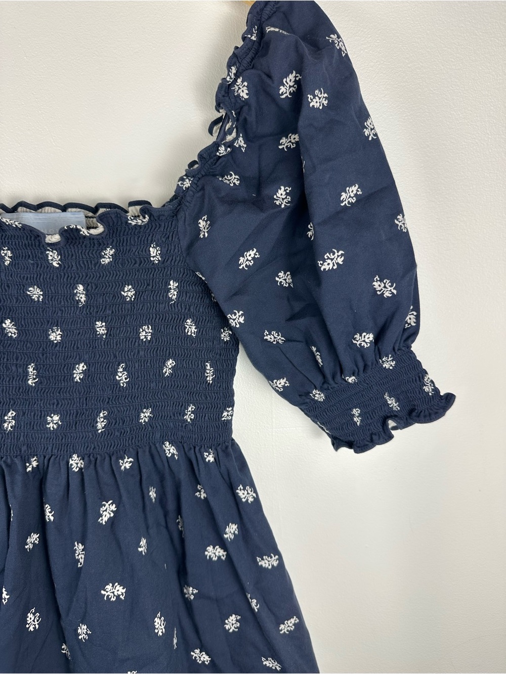 Hill House The Athena Babydoll Nap Dress Navy Floral Jaquard Sz S - Picture 4 of 7
